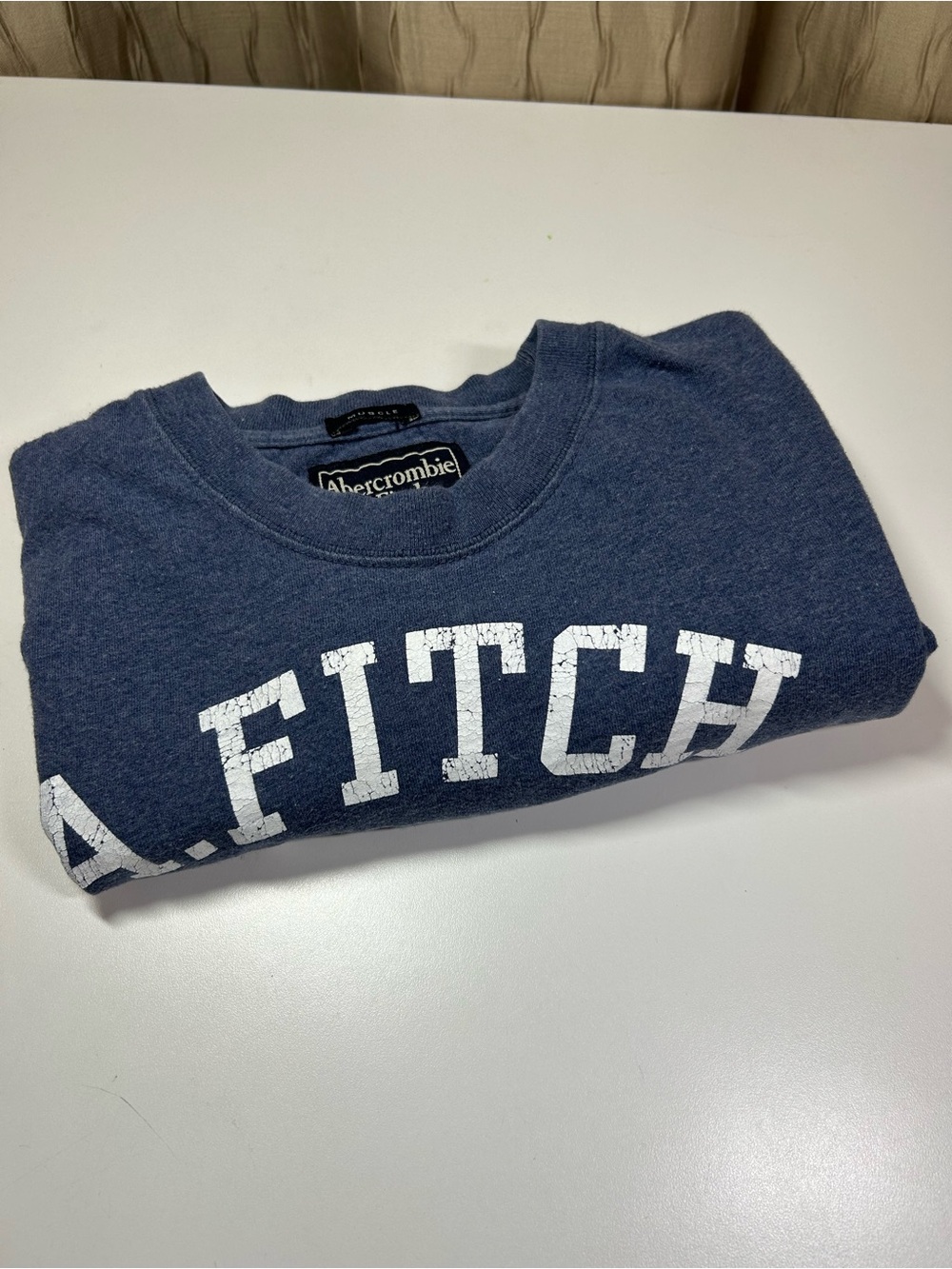 Abercrombie & Fitch Men's M Blue Graphic T A.FITCH 6 Muscle 100% Cotton Vintage - Picture 9 of 9